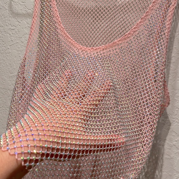 FREE PEOPLE Filter Finish Cami Intimately Sheer Rhinestones Tank Top size XS - Picture 6 of 10